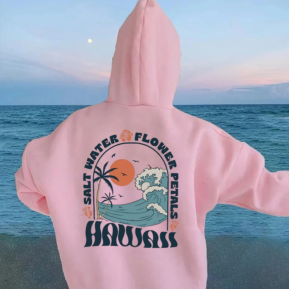 Hawaii Surf Hoodie Ocean Beach Hooded Sweatshirt Siesta Beach Pullover Trendy VSCO Coconut Aesthetic Hoodies Tumblr Sweatshirts