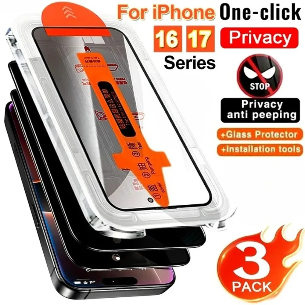 3Pcs Anti Spy Full Screen Protector Für iPhone 17 16 15 14 13 Pro Max 17 Air 16e 15 14 Plus 12 11 Pro XR XS Einfach Installieren Glas