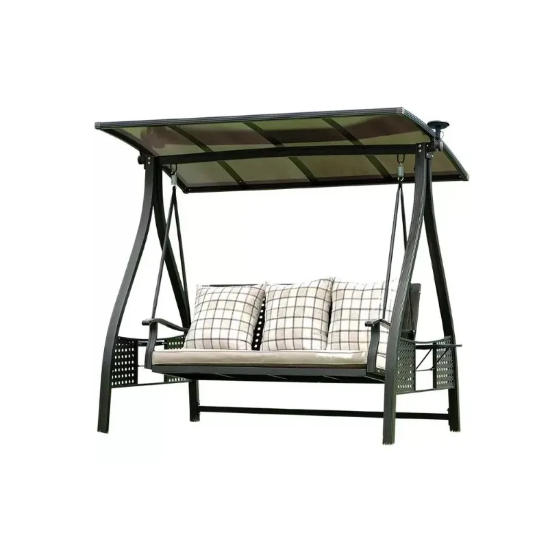 Outdoor Swing Rocking Chair Patio Garden Leisure Hanging Chair Balcony Rainproof Solar Iron-cast Aluminum Swing