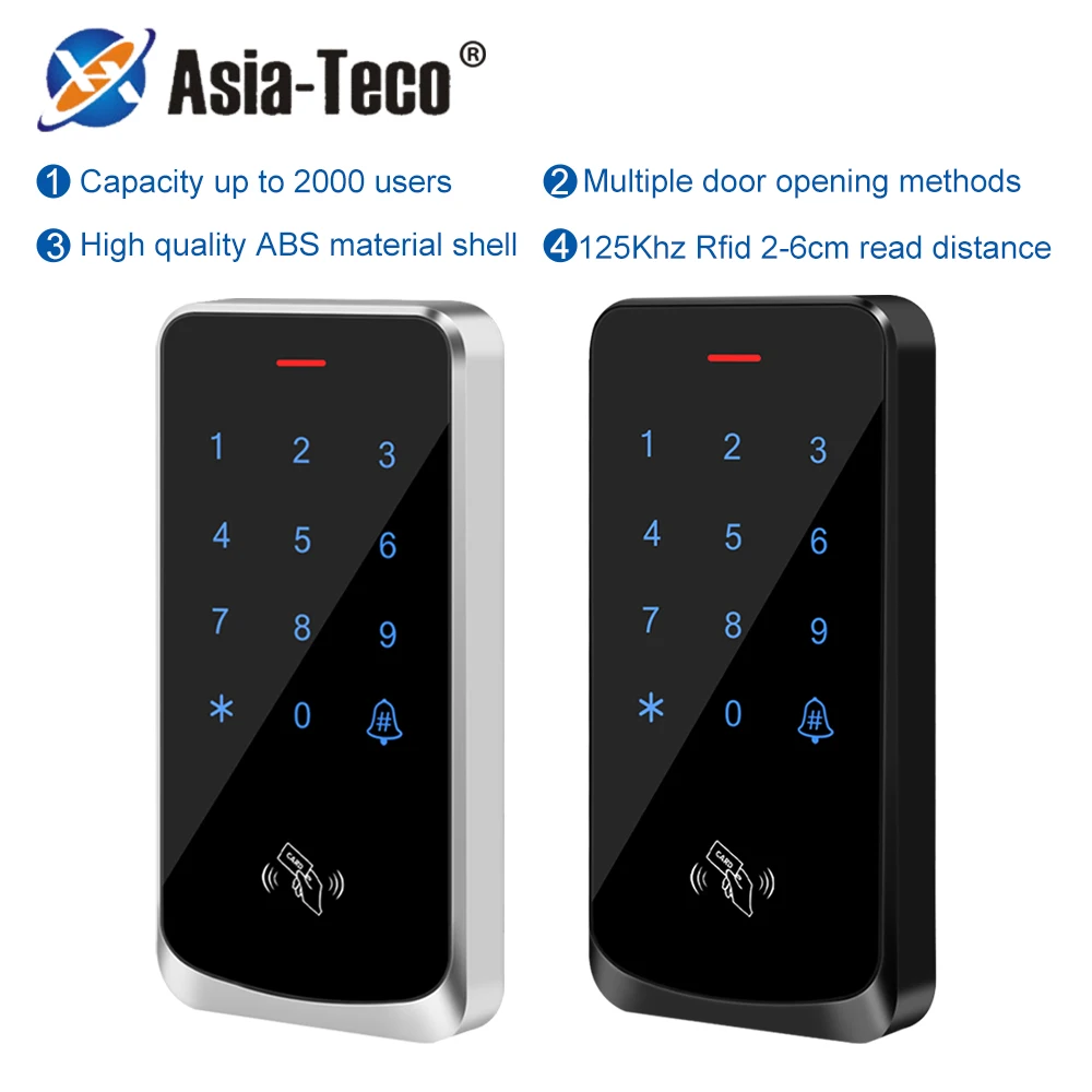 Digicode Teclado para Sistema de Controle de Acesso RFID, Teclado Backlight, Touch Door Opener, Wiegand Reader, 2000 Usuários, 125KHz