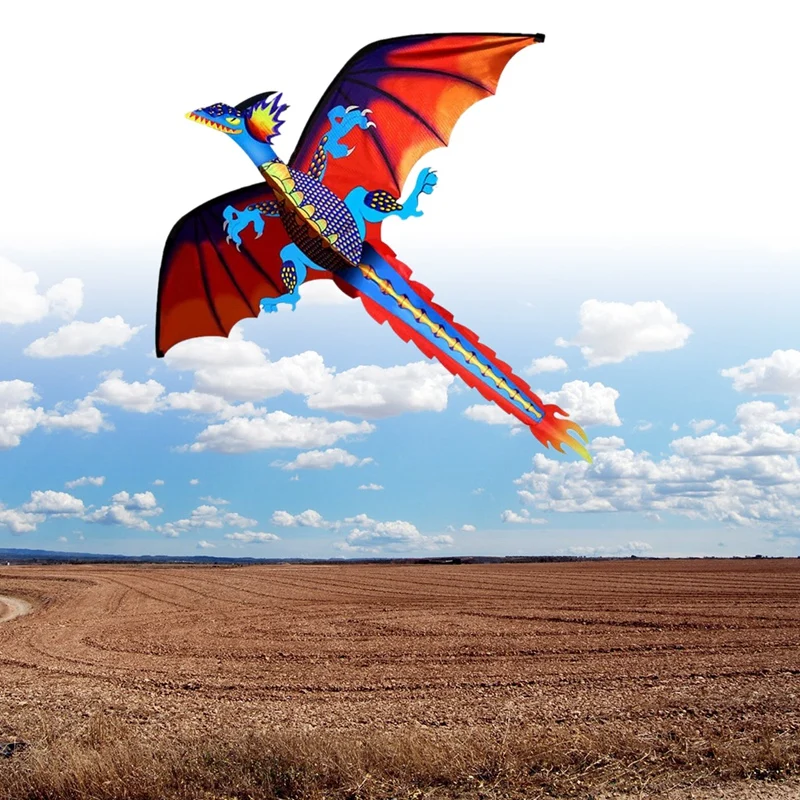 Kite-Upgrade Classical Dragon Kite-Easy To Fly-55Inch X 62Inch Single Line With Tail