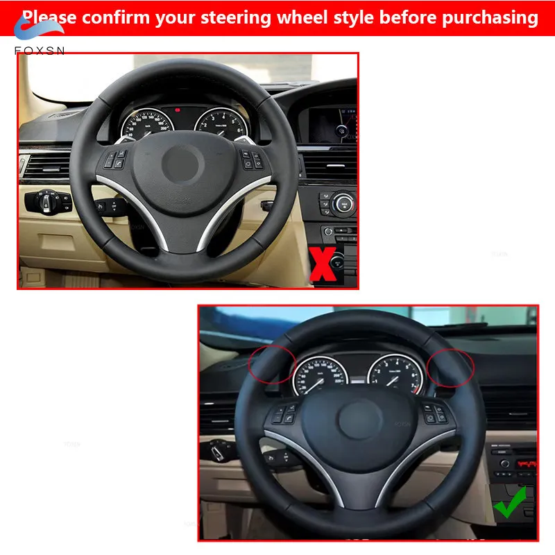 Interior Microfiber Leather Steering Wheel Cover Trim For BMW X1 E84 2011-2013 (old style) E82 E87 120i 130i E90 320i 325i 330i view 5