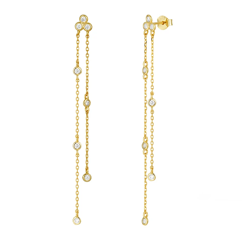 

Ювелирные изделия из серебра 925 пробы, модные очаровательные женские блестящие длинные серьги с кисточками, серьги с каплями воды и бриллиантами для девочек