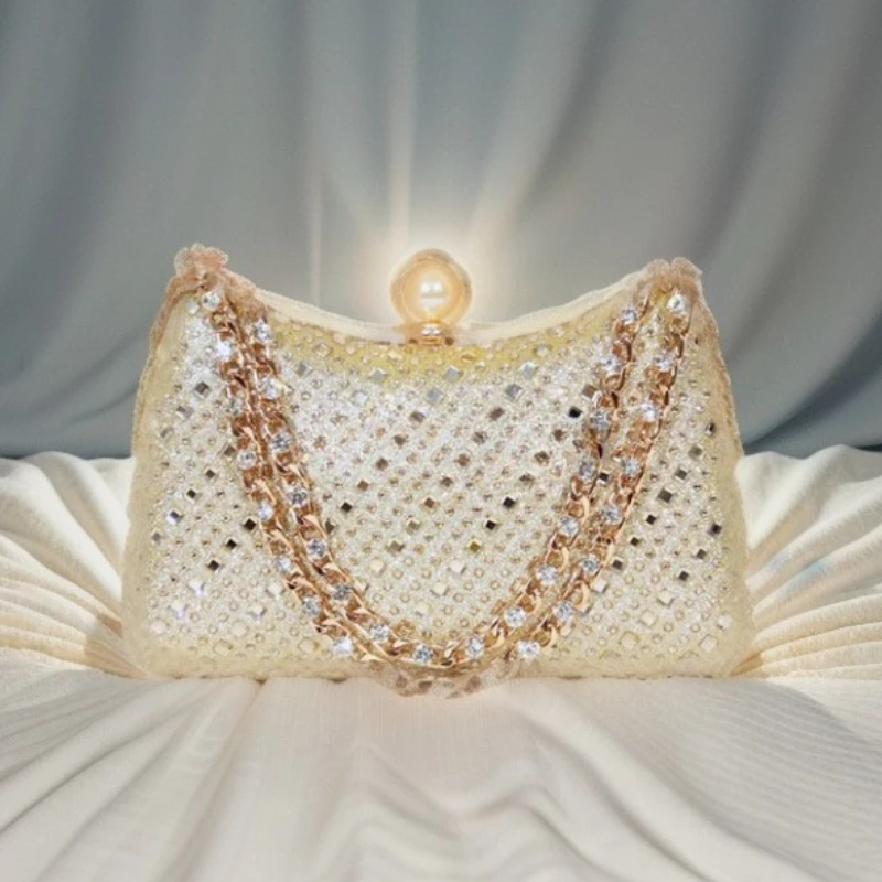 

Diamond Encrusted Portable Dinner Bag Trendy Texture Exquisite Women's Chain One Shoulder Crossbody Luxury Bag Cartera De Fiesta