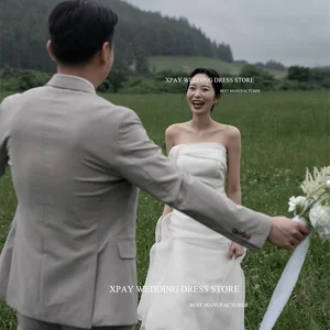 Xpay einfache Meerjungfrau Organza Korea Brautkleider Personalisiertes Fotoshooting Handellos zum Boden Brautkleider Garten Hochzeitsgarten 12 Hauptverkaufskleider Braut Outlet - №5