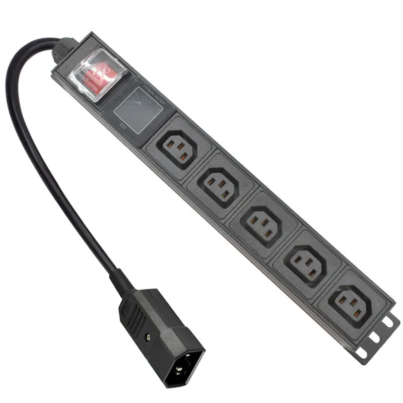 

PDU Power Strip Distribution Digital display ammeter C13 5 Way output socket Network Cabinet 2m Extension Cord