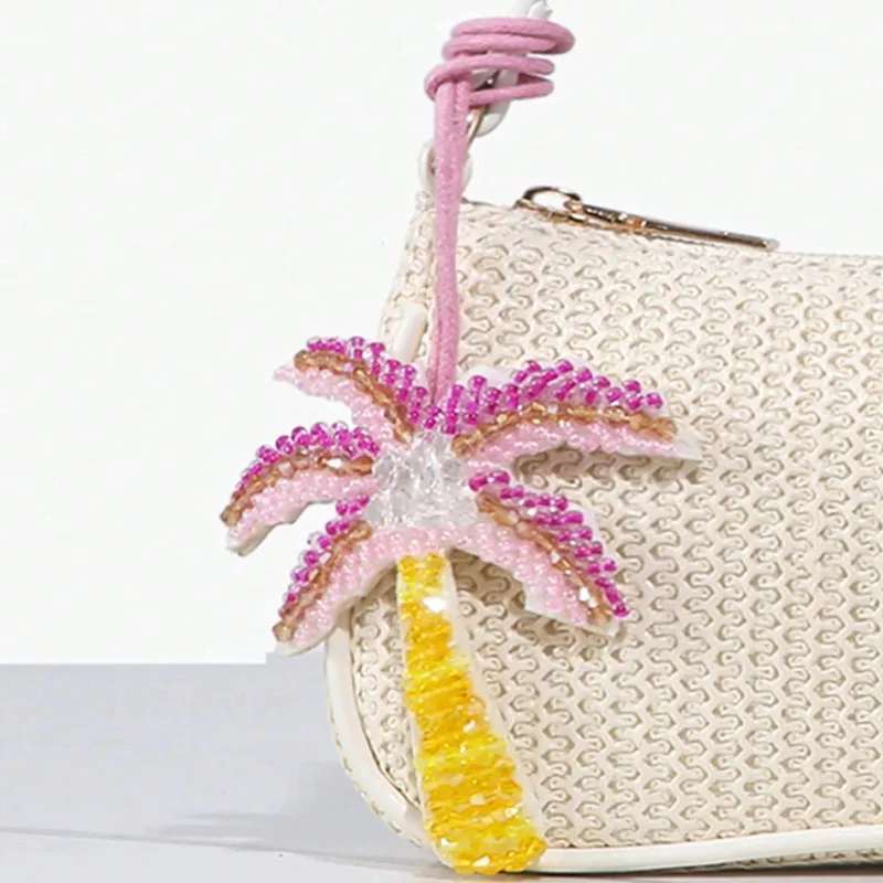 قلادة حقيبة عطلة بسيطة وأنيقة، قلادة على شكل صدفة ملونة محاكاة بالخرز، وديكور صغير رائع.