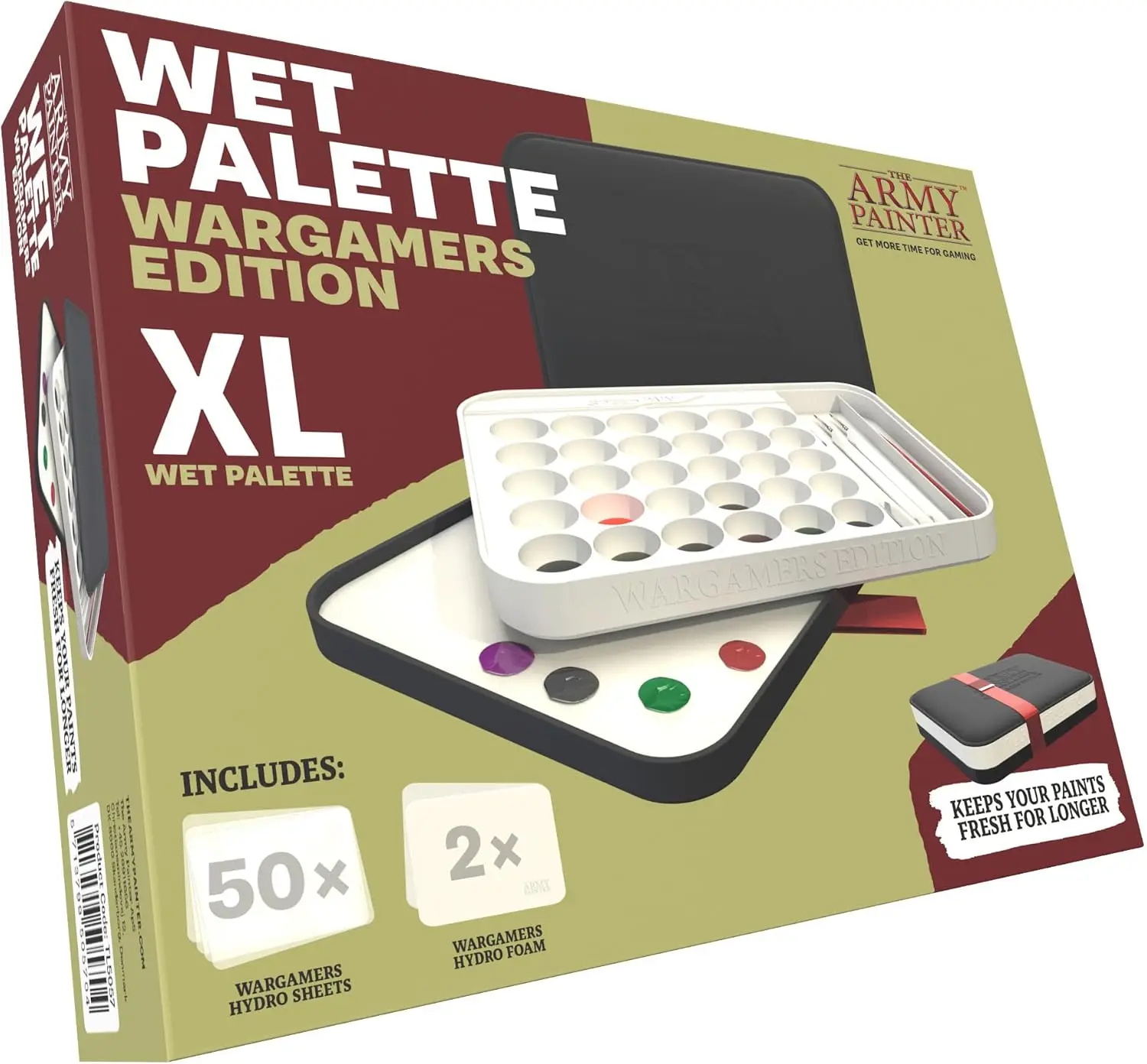 

Wargamers Edition Wet Palette, XL Palette for Acrylic Paints Set Including 50 Hydro Sheets, 2 Hydro Foams and Free Paint