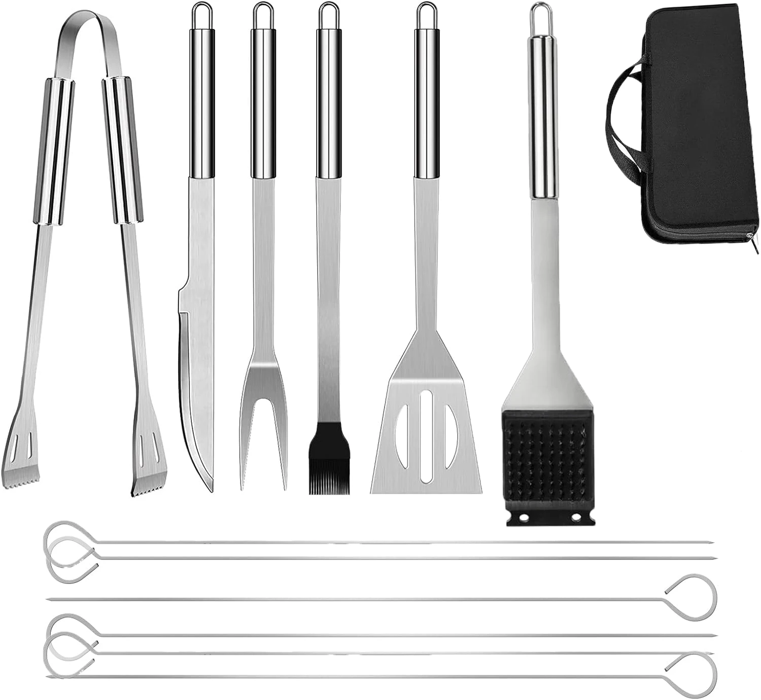 

BBQ Utensil Set Camping Barbecue BBQ Utensil Set Outdoor Cooking Stainless Steel Tool Set with Canvas Bag Easy to Carry