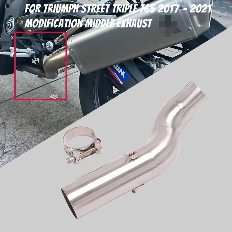 

For Triumph Street Triple 765S/R 765 S R RS 2017-2021 Motorcycle Exhaust Escpae Moto Mid Link Pipe Connect 51mm Stainless Steel