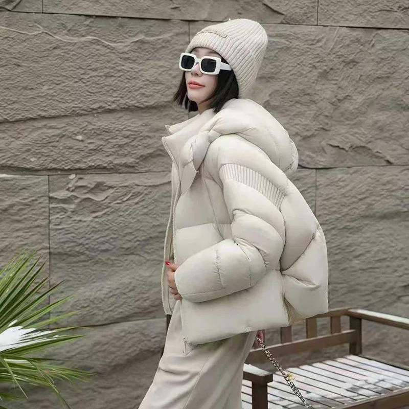 Damen-Daunenjacke aus 90 % weißer Enten, Wintermode, Pufferjacke mit Gürtel, schlankmachende, hochwertige, stilvolle, warme Oberbekleidung