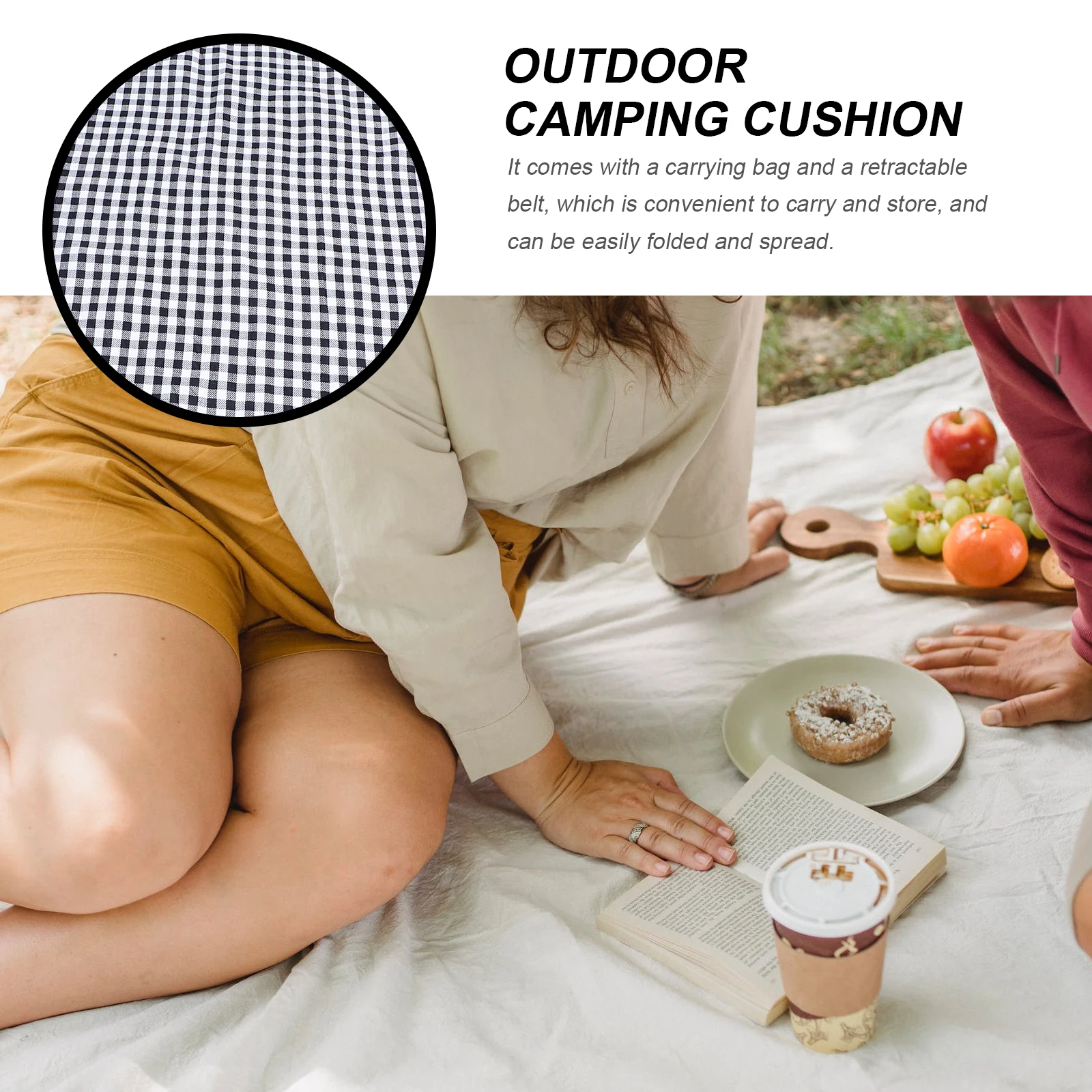 

1 pc Waterproof Thicken Outdoor Picnic Mat Camping Cushion Carry Bag Retractable Belt Easy Fold Lightweight For Beach Lawn