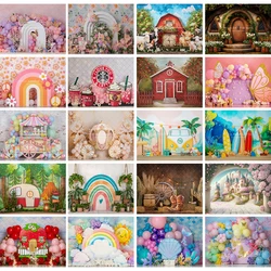 Garden Balloons Farm Backgrounds Kids Birthday Cake Smash Photocall Child Baby Photography Bunny Animals Advance Backgrounds