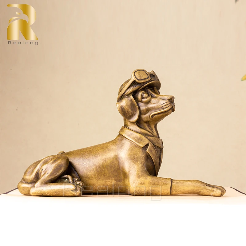 

Bronze Dog Statue Modern Art Bronze Dog Sculpure Animal Bronze Figurine For Home Office Decor Crafts Ornament Gifts