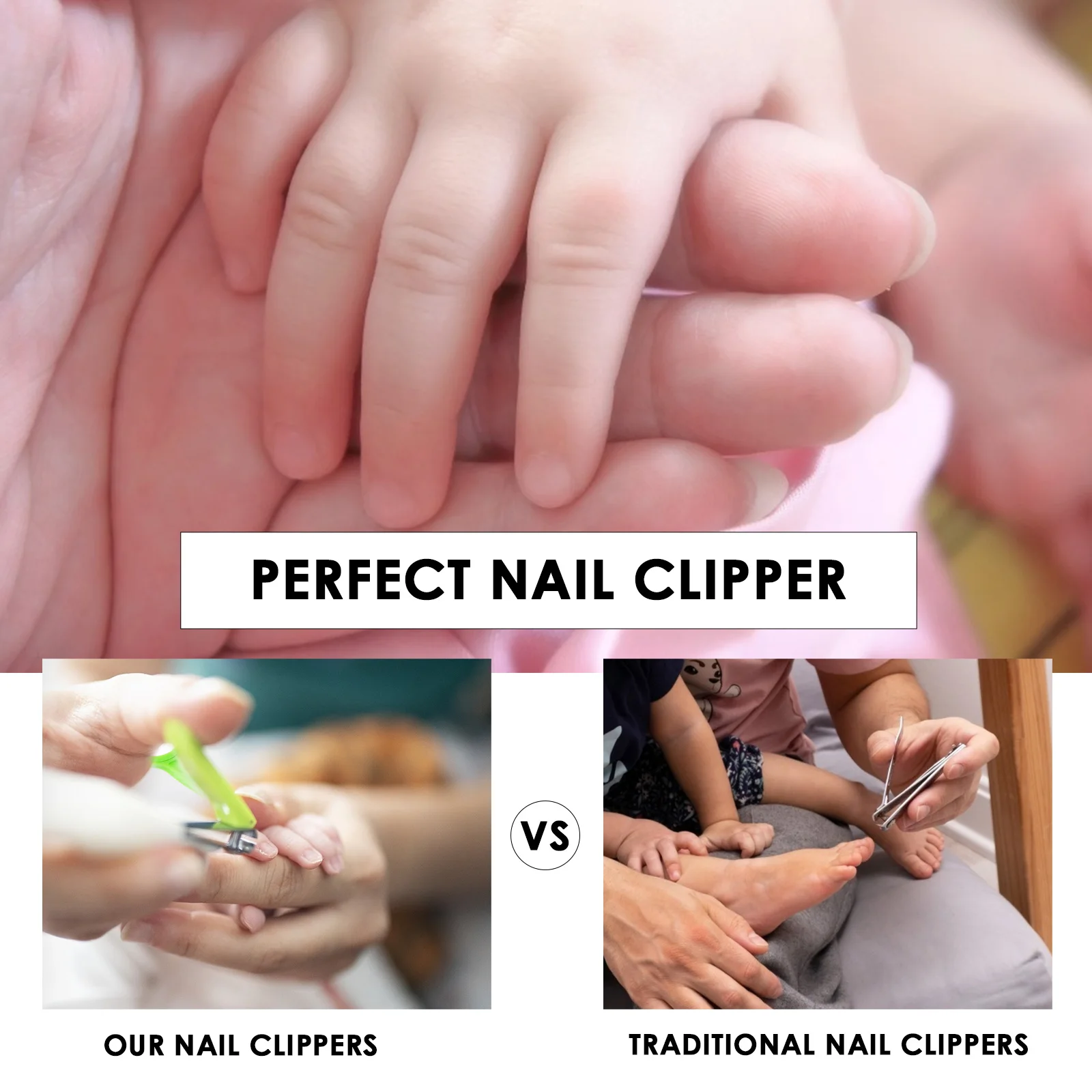 

2pcs Fingernail Clipper Rust Free Sturdy Adjustable Magnifying Glass Non Slip Handle Nail for Travel Kids Toenail
