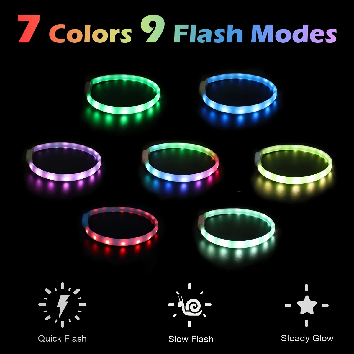 LED Dog Collar, Light Up Dog Collars, USB Rechargeable Dog Lights For Night Walking, Adjustable Safety Necklace For Small Medium