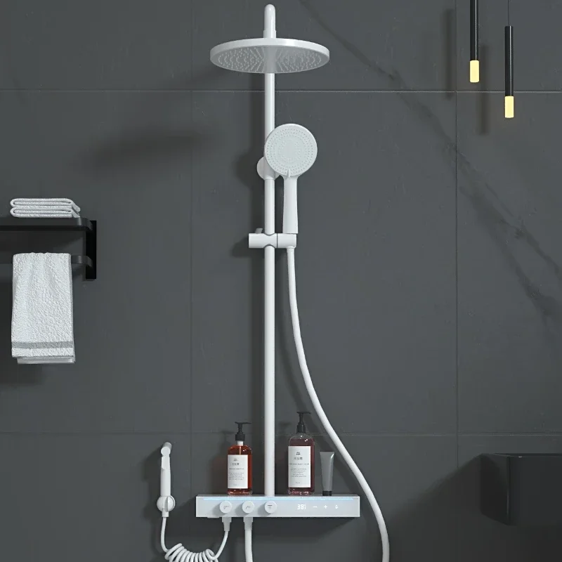 Smart high end shower system digital display luxury modern rain rainfall shower set thermostatic shower set thermostatic faucets