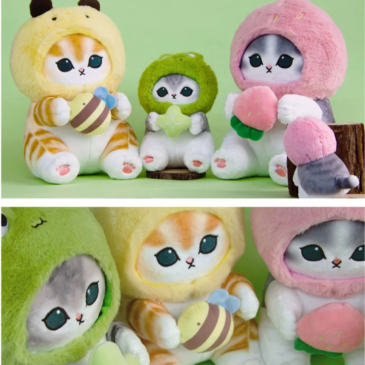 Anime Mofusand Cat Kawaii Plush Doll Forest Series Strawberry Frog Bee Shark Cat Cute Stuffed Creative Soft Pillow Cartoon Toys