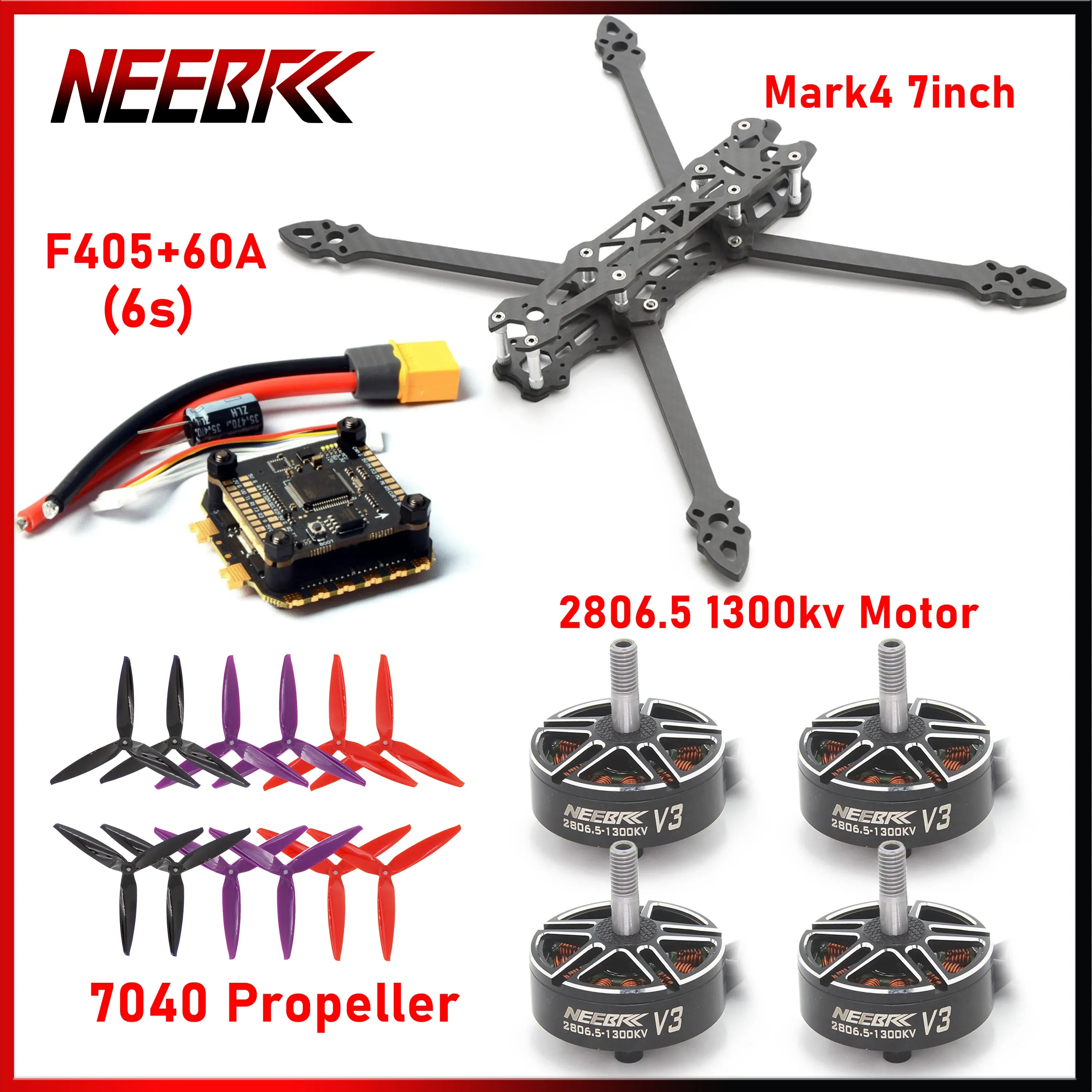 

7inch RC Racing Drone Frame Kit 295mm 2806.5 2807 Brushless Motor 7040 Prop 60A ESC Flight Controller for FPV Quadcopter Mark4