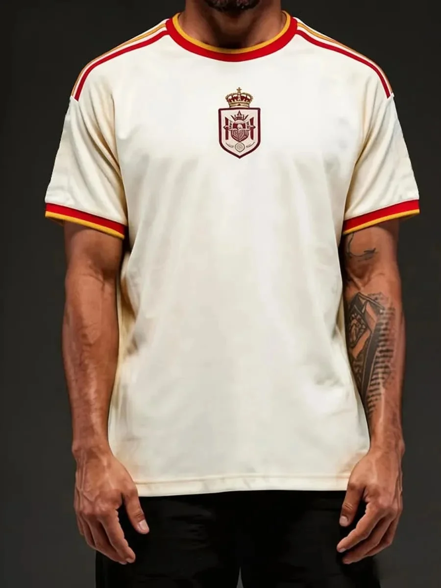 2026 Spain National Team Flag, Fans Football Jersey, Lion Retro 3D Quick Drying Sports Casual Men's Top T-shirt