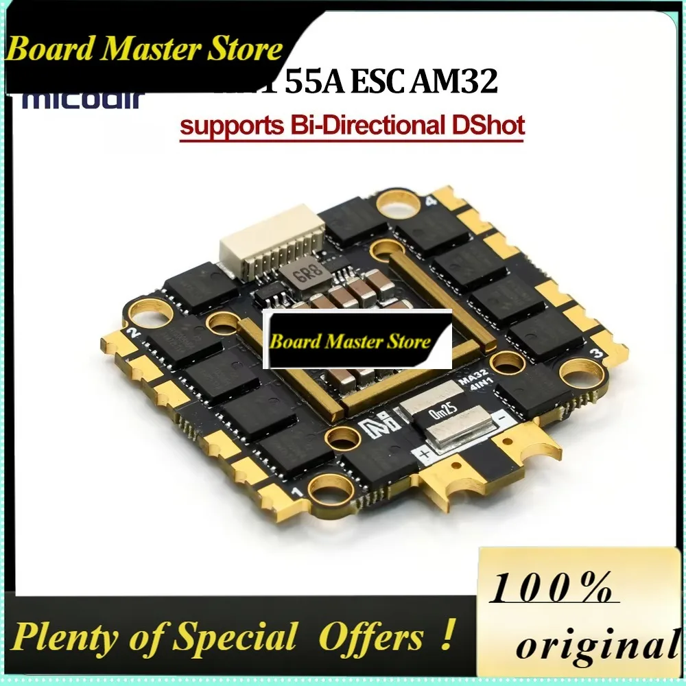 BoMsMicroAir 4IN1 55A ESC AM32 Firmware Supports Bi-Directional DShot For 3.5-10 Inch FPV Quadcopter ESC Accessories