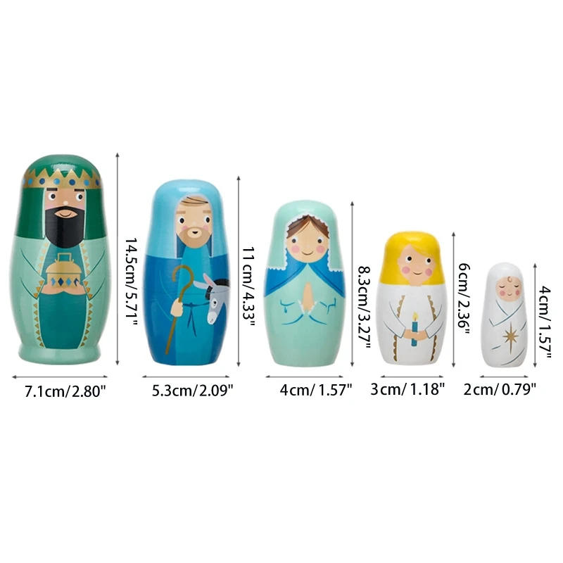 HUYU Tương tác cho trẻ Đồ dùng vui chơi King Matryoshka Gỗ động cho Dol
