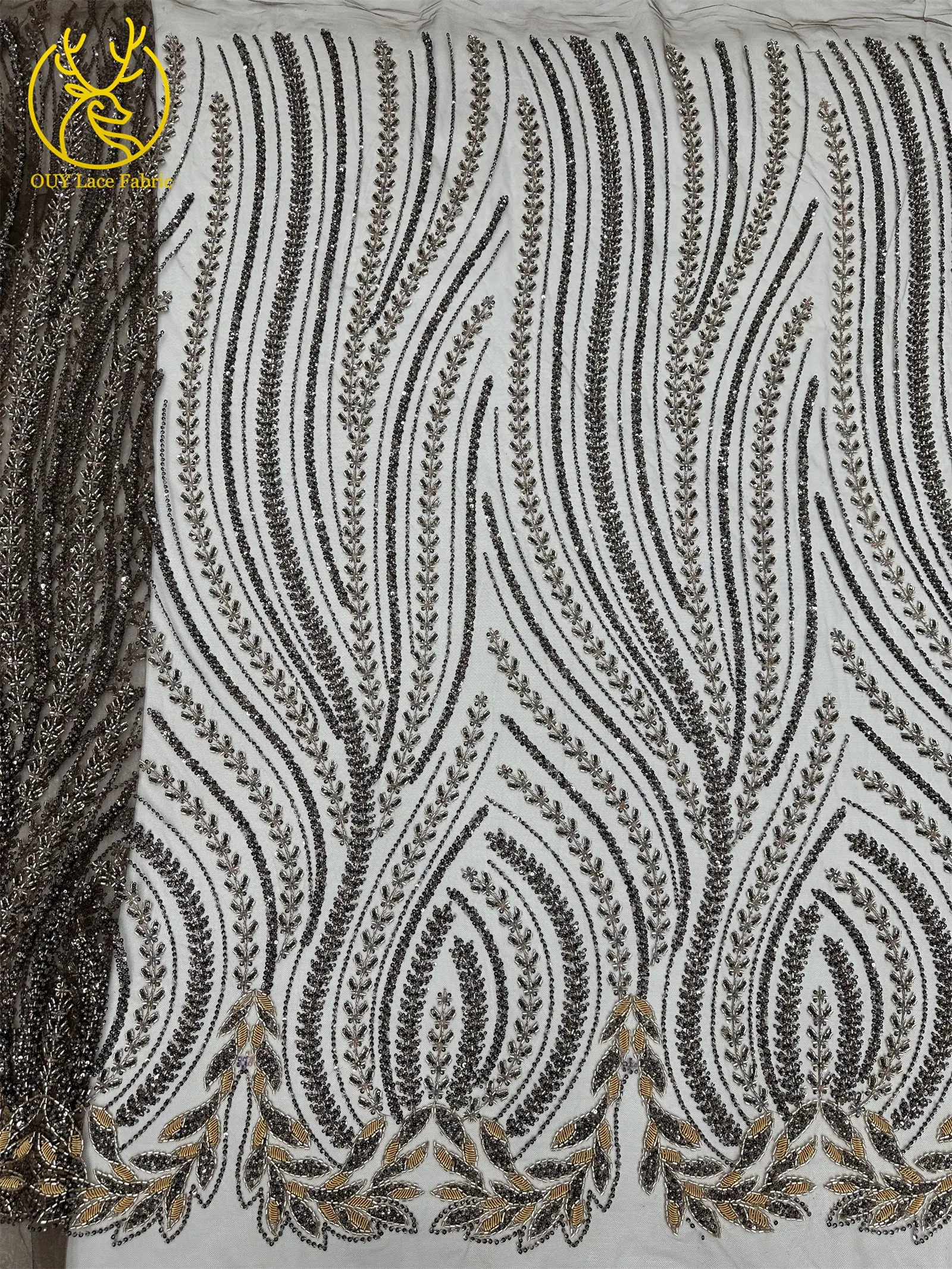 Luxuriöser afrikanischer Brautkleid-Spitzenstoff 2026 – Hochwertige nigerianische französische Pailletten-Tüllspitze für Damen-Abendkleider zum Nähen – Detail 13