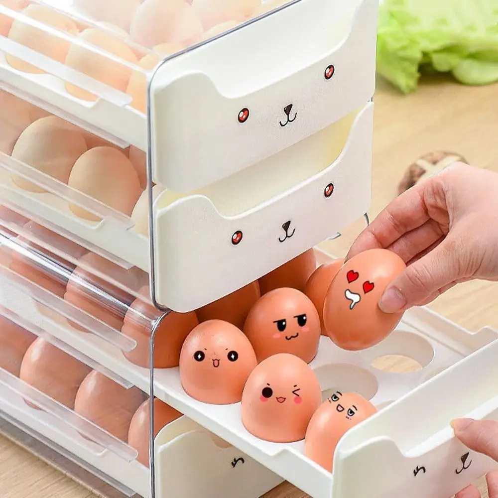 Transparent Egg Storage Box Drawer Type Fresh-keeping 18/36 Grid Egg Container Space Saving Stackable Egg Basket Refrigerator