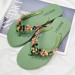 Platte Schoenen Dames Zomer Klompen Vrouw Glitter Glijbanen Rubberen Slippers Slippers Zachte Pantofle Lage Strandgelei Hawaiiaans Comfort
