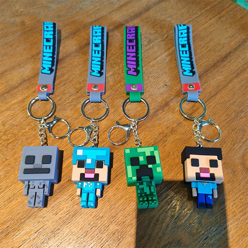 

Minecraft Figure Model Toys Pixel Keychain My World Cartoon Creeper Doll Silicone Pendant Keyring Car Backpack Key Gifts