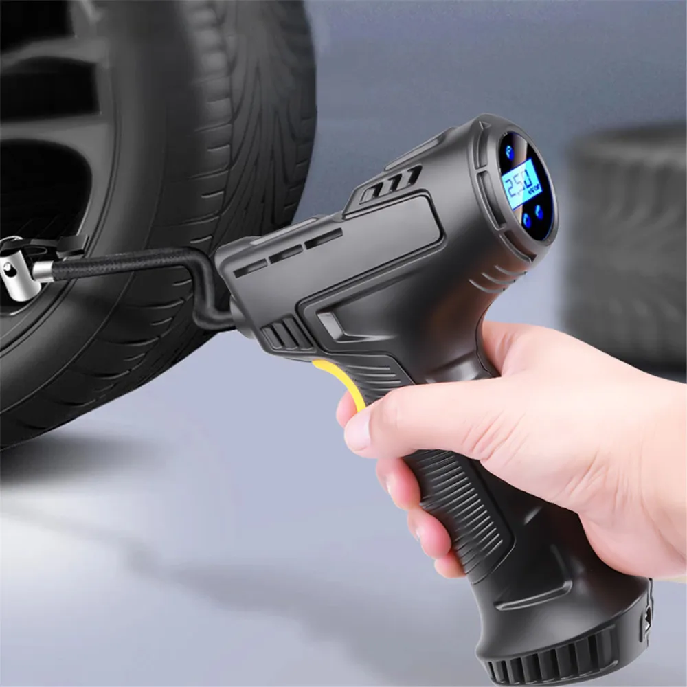 

120W Digital Car Tire Inflator Air Compressor Handheld Pump 150 Psi Portable Wireless for Motorcycles Bicycles Air Travel Bed