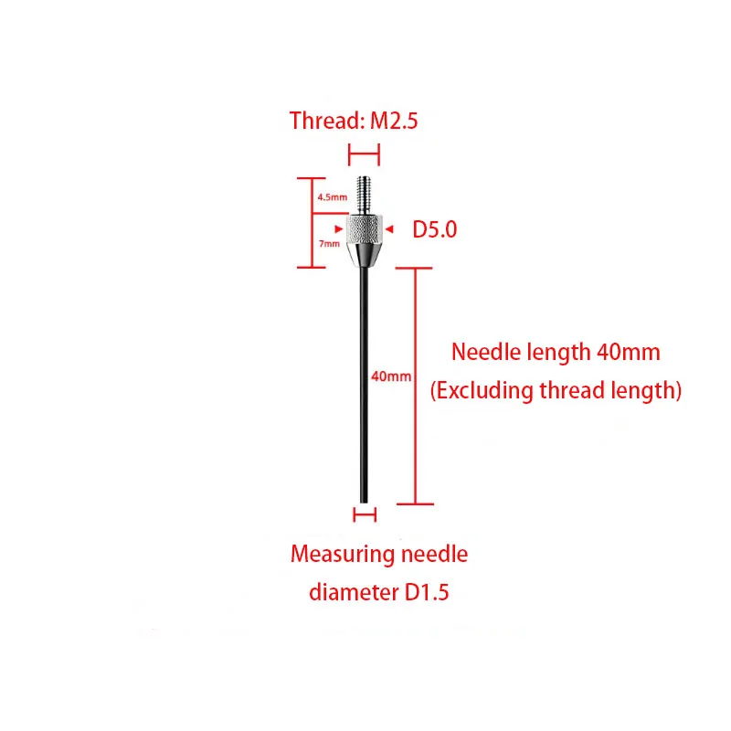 2PCS M2.5 Carbon Fiber Flat Measuring Needle CNC Dial Gauge Height Measuring Head Precision Flat Head Probe for Engineering