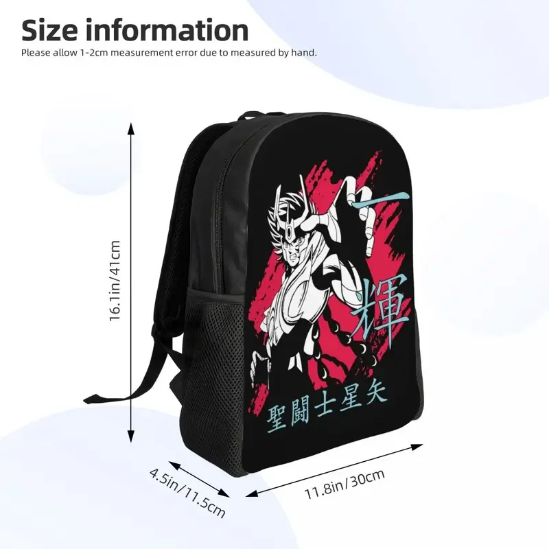 Custom Ikki Saint Seiya Backpack for Men Women Water Resistant College School Knights Of The Zodiac Bag Print Bookbag