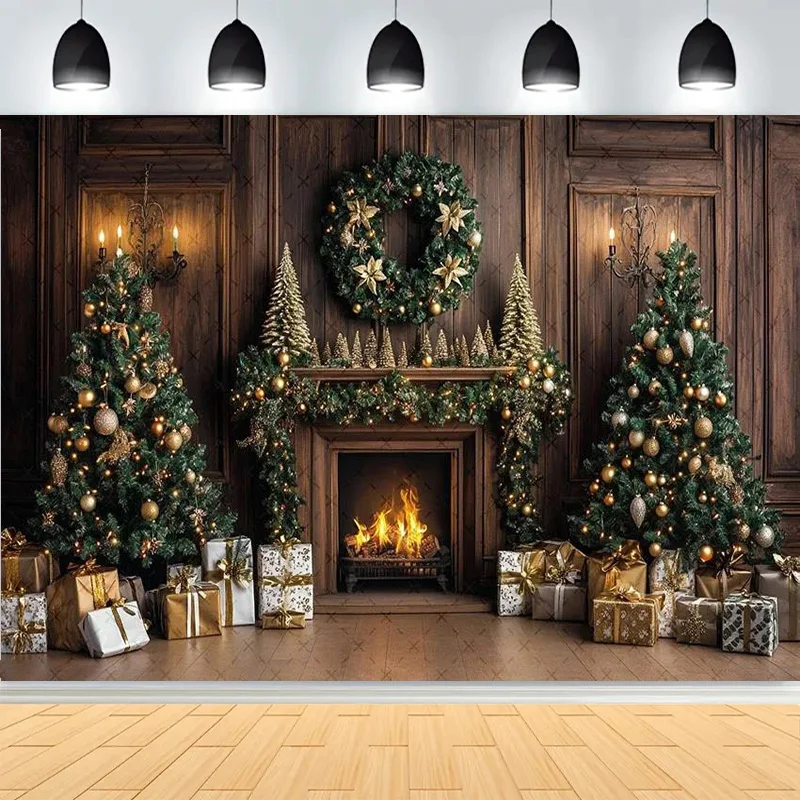 Winter Christmas Atmosphere Windows Photography Background Merry Christmas Glow Christmas Little Photo Studio Backdrops AG-54