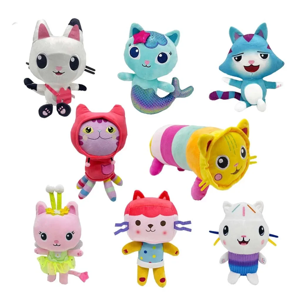 

8PCS Gabby’s Doll House Plush Toy Backpack Cat Cake Cat Smiling Cat Stuffed Animal Plushie for Kid Chrismas Gif