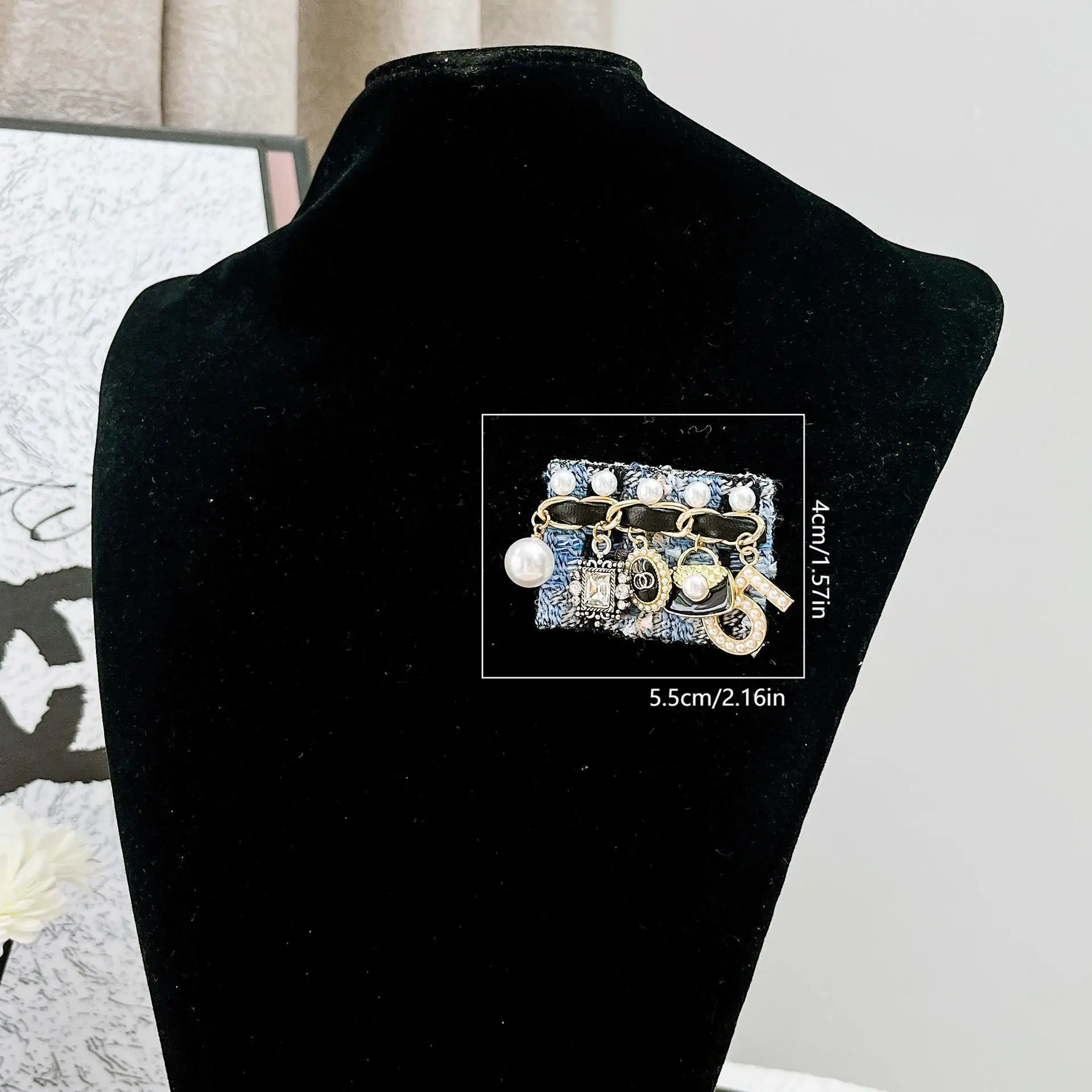 Broche vintage com borla de pérola francesa