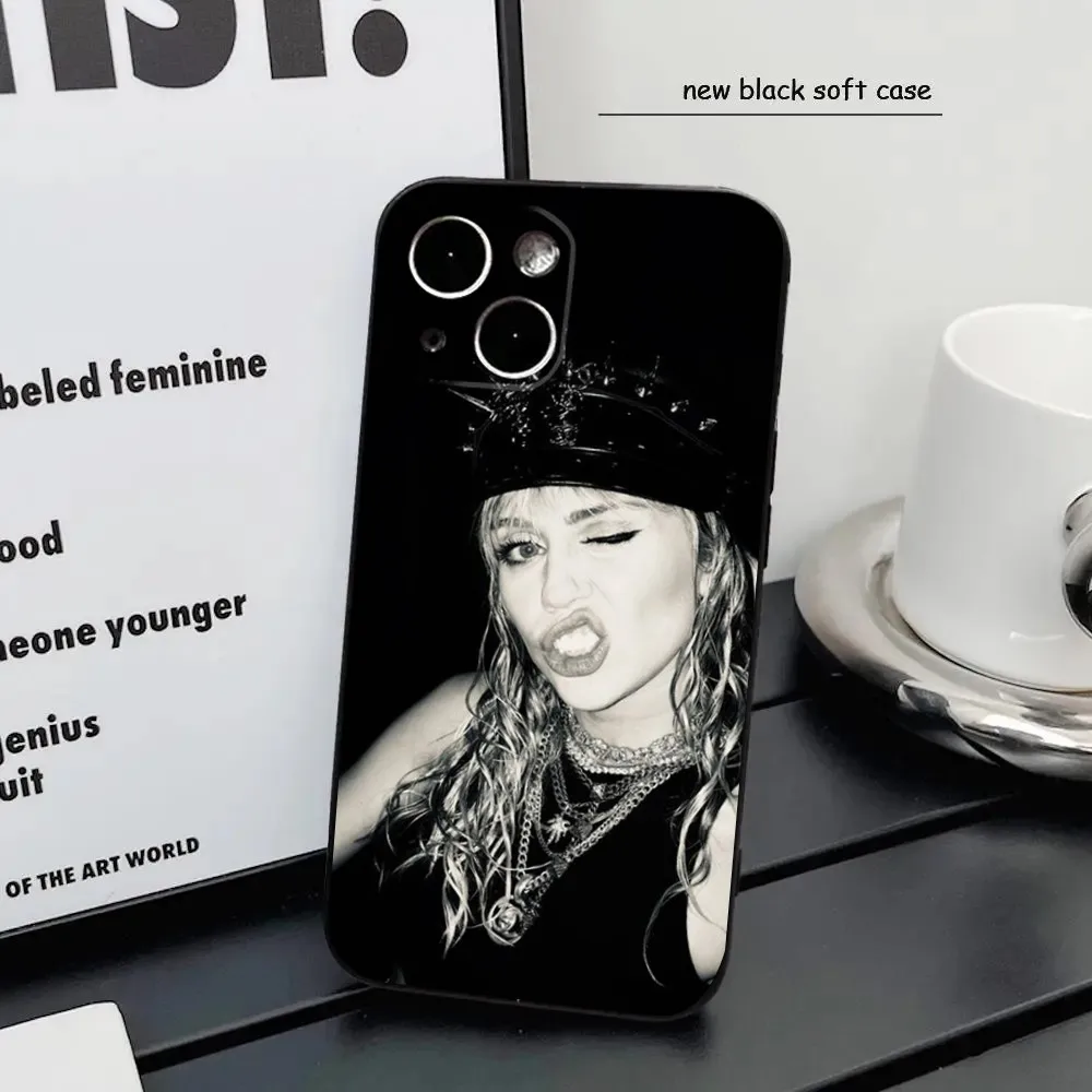 Singer M-Miley C-Cyrus Phone Case For iPhone16,15,14,13,12 Mini 11 Pro XR,X,XS,MAX 7,8 Plus Silicone Cover Soft Black