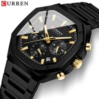 CURREN Reloj cronógrafo cuadrado de acero inoxidable para hombre con versatilidad informal y fecha Reloj de pulsera de cuarzo con diseño de inspiración vintage