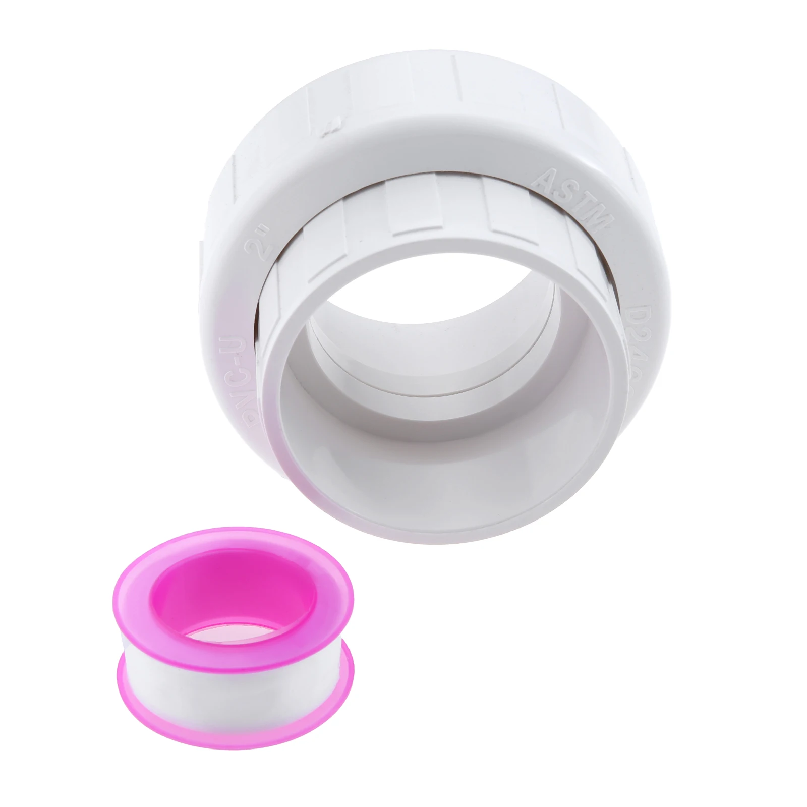 

1pc PVC Union Coupling W/ 1 Tape for 2" Pipe Schedule 40 White Pipe Fitting Union Replacement Pool Pipe Slip Unions Connector