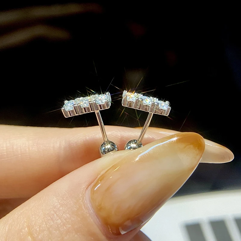 

DWJ Elegant Stud Earrings Round Certified Moissanite Diamond For Women Real 925 Sterling Silver For Wedding High Quality Jewelry