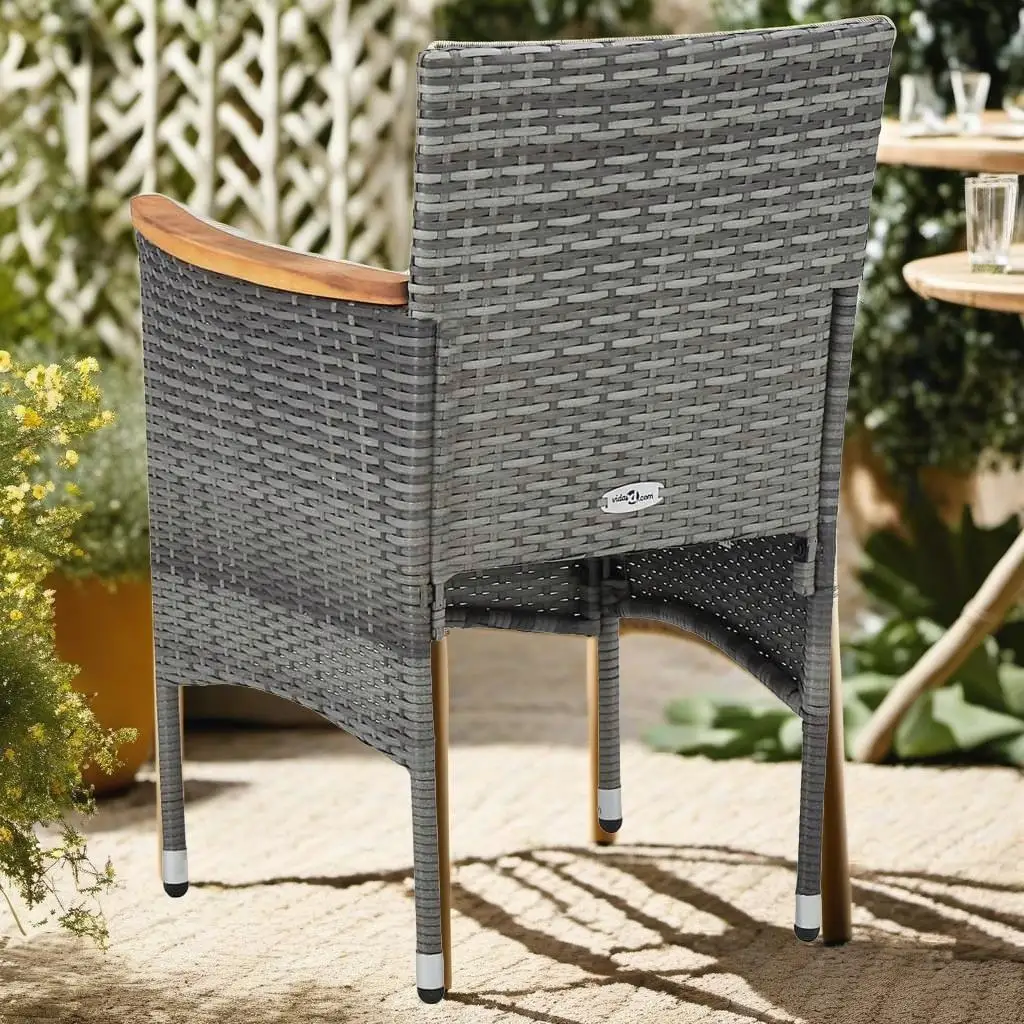 Set of 2 Gray Poly Rattan Patio Dining Chairs - Stylish Outdoor Furniture