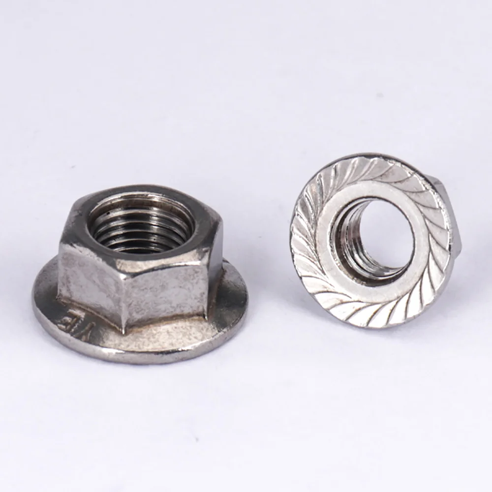 1/2/3/5/10/20pcs 304 Stainless Steel Hexagon Locking Nuts Toothed type M3 M4 M5 M6 M8 M10 M12 M14 M16 M20 Hex Flange Lock Nut