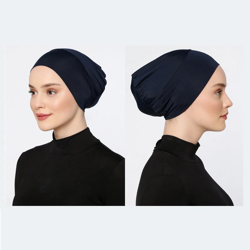 Islamico nero Sport Modal Hijab Undercap Abaya Hijab per donna musulmano Abayas Jersey turbanti turbante istantaneo Head Wrap berretto da donna