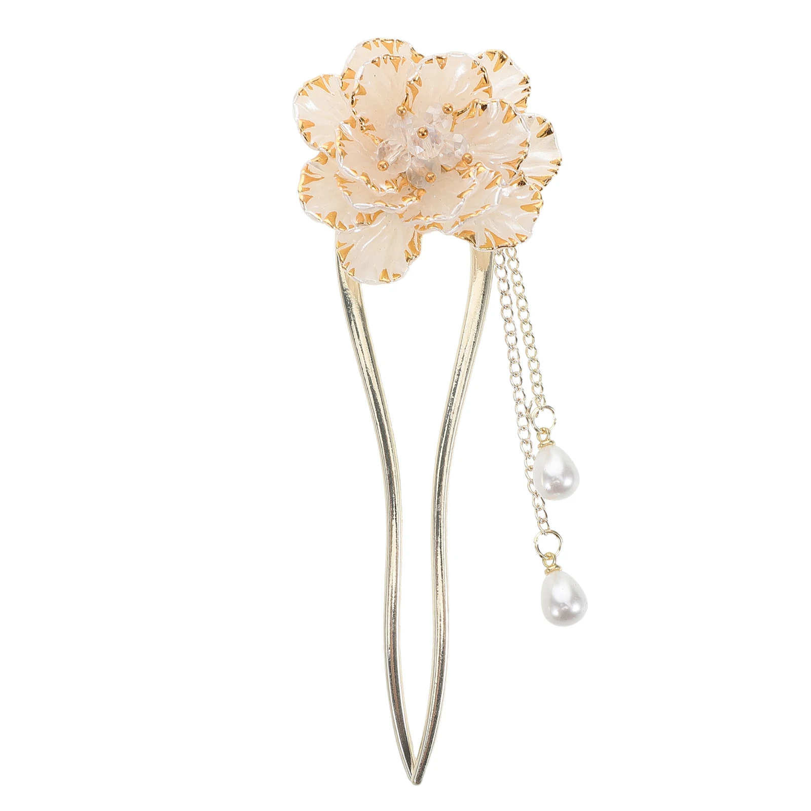 

Vintage Hairpin Style Chinese Flower Stick Asian Pins for Women Bun Clips Thick Dangle Hanfu Accessories