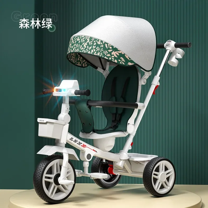 Children tricycle bicycle baby walking artifact can sit and lie down two-way folding child trolley 1-3-6 years old