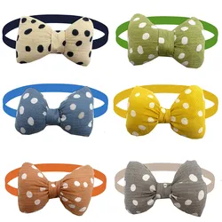 50pcs Cute Dog Bowties Adjustable Pet Bowties Dot Style Dog Bow Handmade Pet Collar for Small Dogs Cats Pet Grooming Accessories