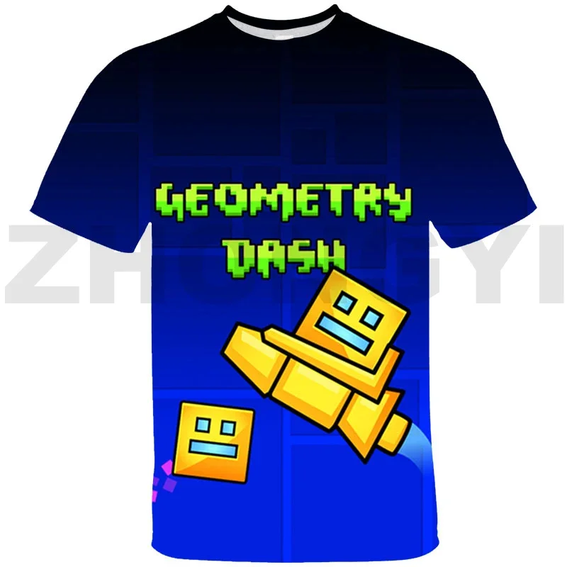 3D Print Angry Geometry Dash T Shirts Kids Cartoon Anime Tshirts Child Toddler Boys Girls Oversized Tee Tops Streetwear Teenager