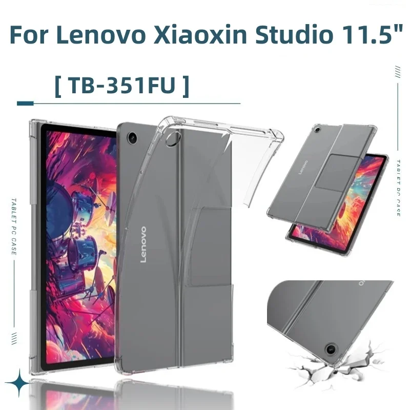 

For Lenovo Tab Plus TB351FU Case Clear Back Cover Soft TPU Shockproof Airbags For Xiaoxin Pad Studio (2024) 11.5" Tablet Coque