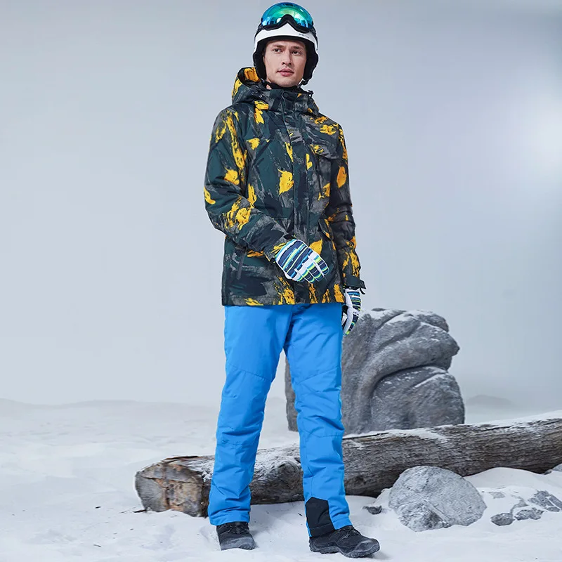 Cattreasure الشتاء بدلة تزلج مقاومة للماء للرجال يندبروف سميكة الدافئة بدلة التزلج في الهواء الطلق الذكور على الجليد سترة وسراويل #6