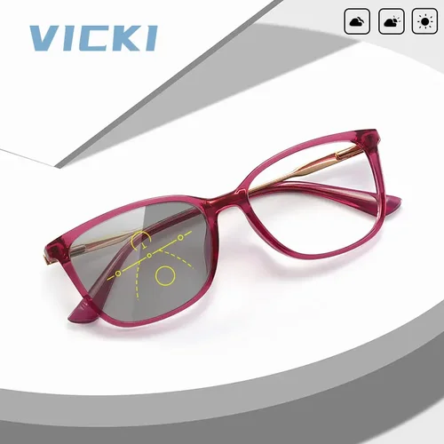 VICKI-gafas fotocromáticas clásicas para mujer, lentes de lectura progresivas multienfoque, antiluz azul, hipermetropía, graduadas